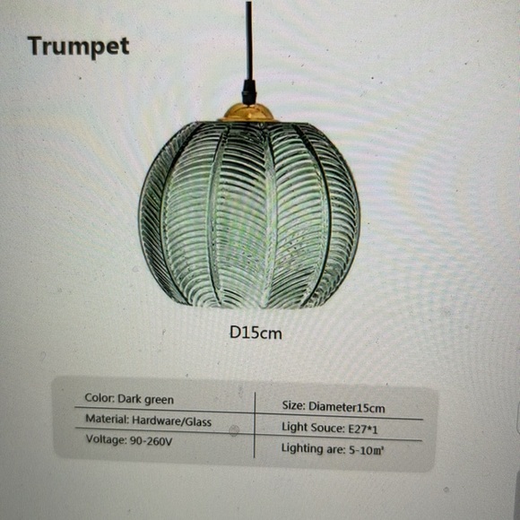 Green Pendant lighting fixture - Picture 14 of 17
